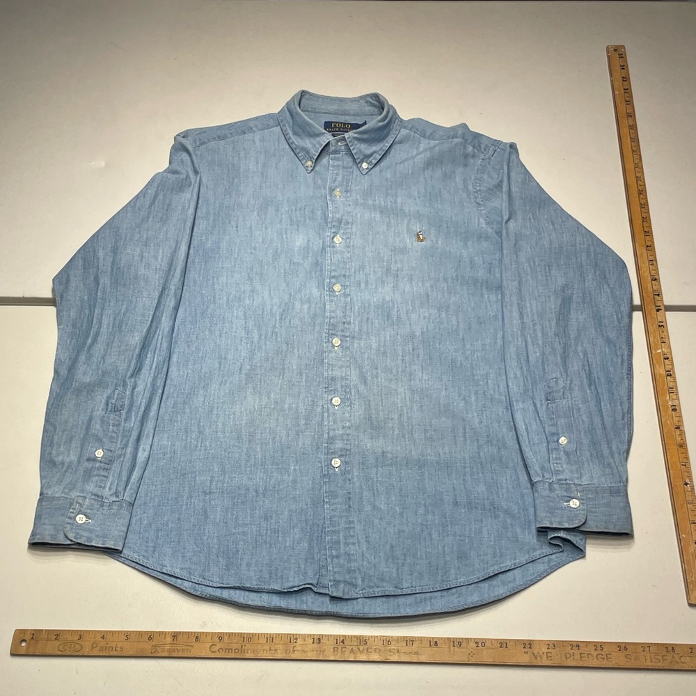 Polo Ralph Lauren size Large Classic Fit "Sun-Baked" Chambray Button Down Shirt